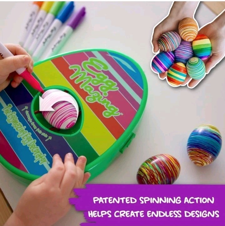 EUC Eggmazing Egg Decorating Kit Easter Egg Spinner and 8 Safe Non-Toxic Markers