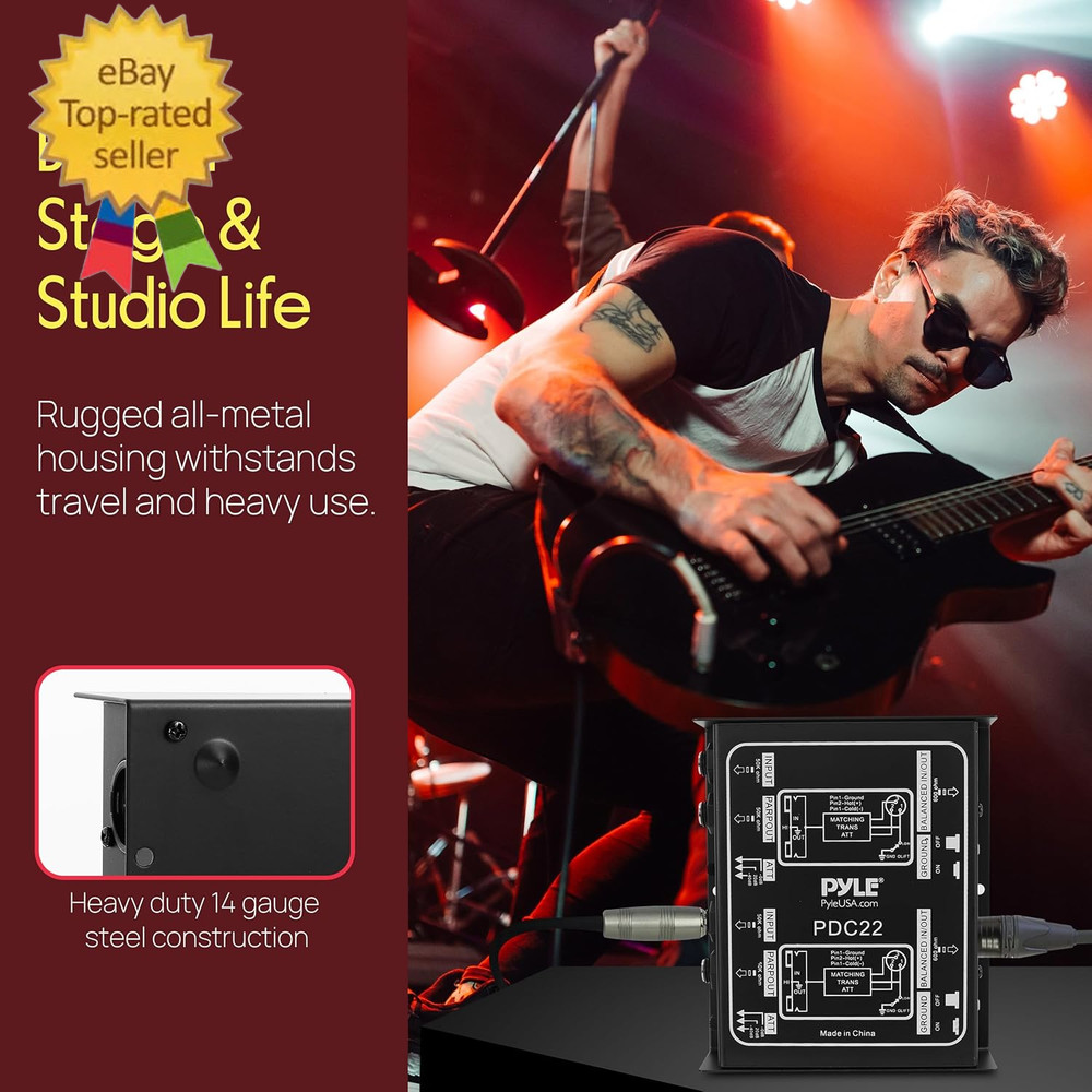 -PRO Premium Direct Injection Audio Box - Passive DI Unit Hum EliminatorW/ Input