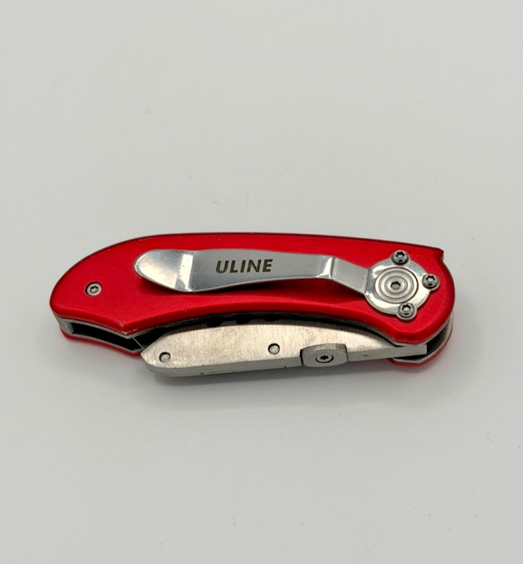 Uline Folding Utility Knife Box Cutter Replaceable Blade Red Pocket Tool