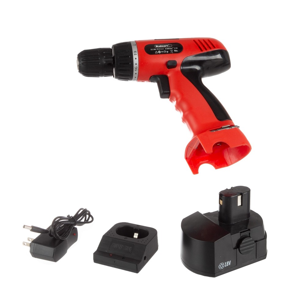 Stalwart 78 Pc - 18 Volt Cordless Drill Set 2 Drill Speeds Bits Drivers Socket
