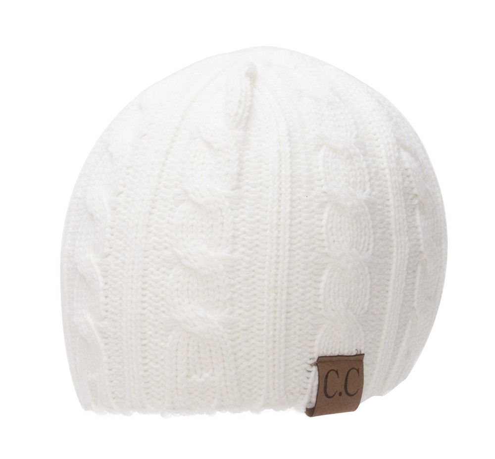 Thick Knitted Cuffless Beanie
