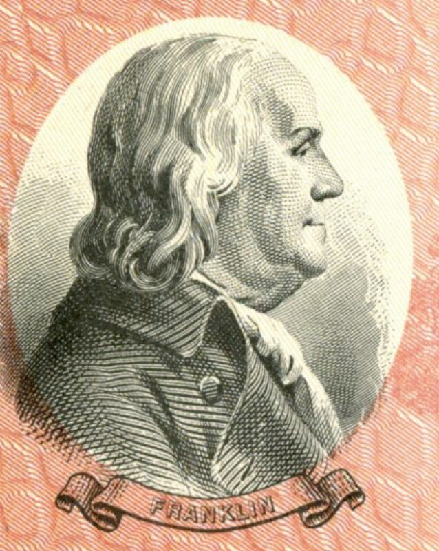 UNITED STATES $1000 NICE VIGNETTE OF BENJAMIN FRANKLIN SAVINGS BOND - CANCELLED!