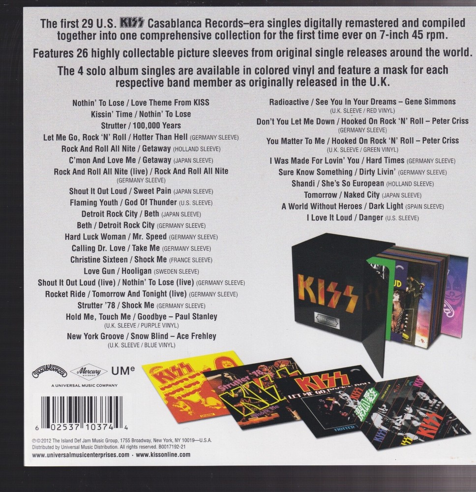 kiss complet PRINT sample ONLY PICTURE SLEEVES NO RECORDS casablanca singles box