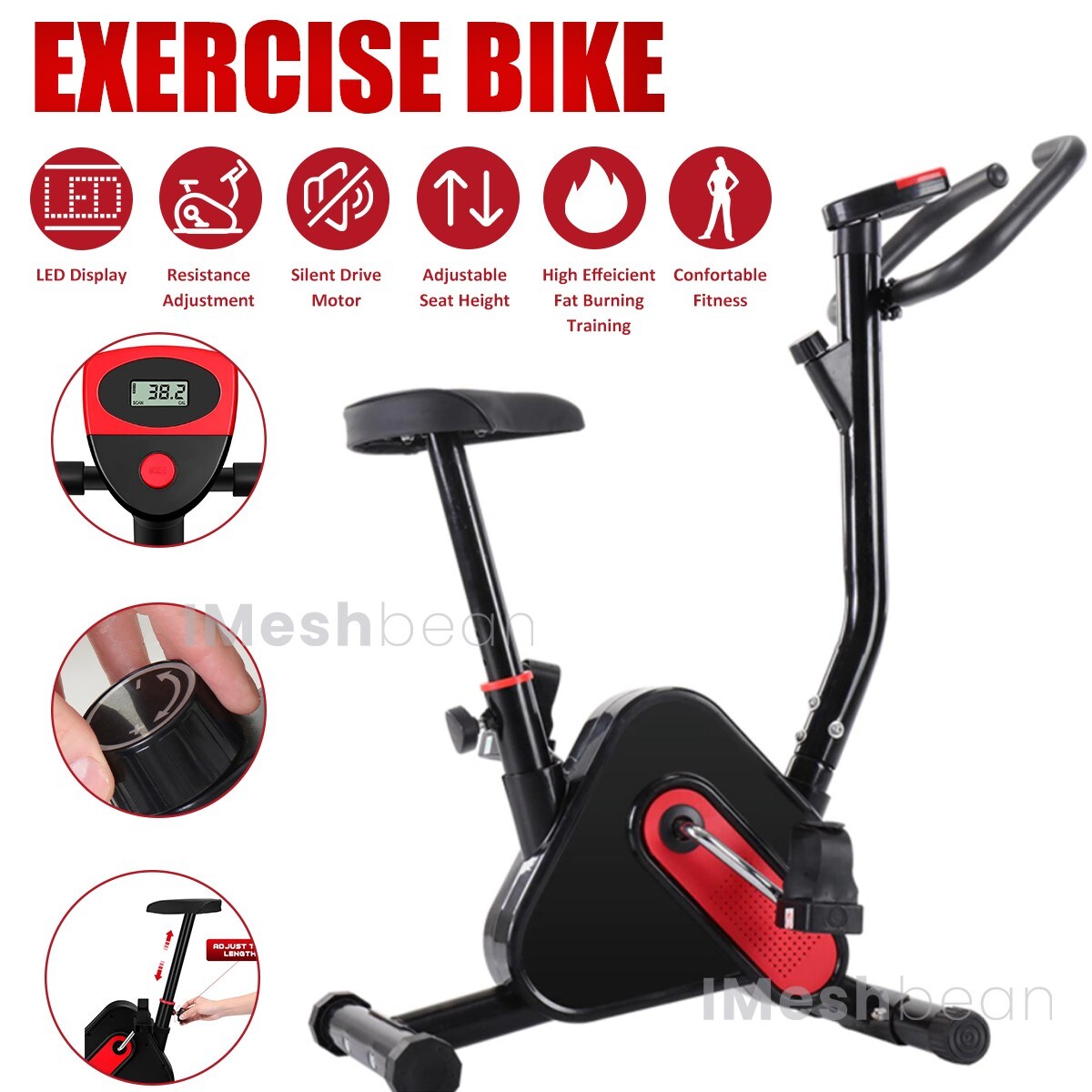 Exercise Bike Stationary Bicycle Cycling Fitness Cardio Home Workout Gym + LCD