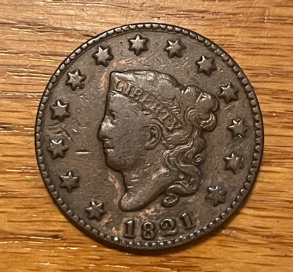 1821 Coronet large cent Fine / VF , nice. & Scarce