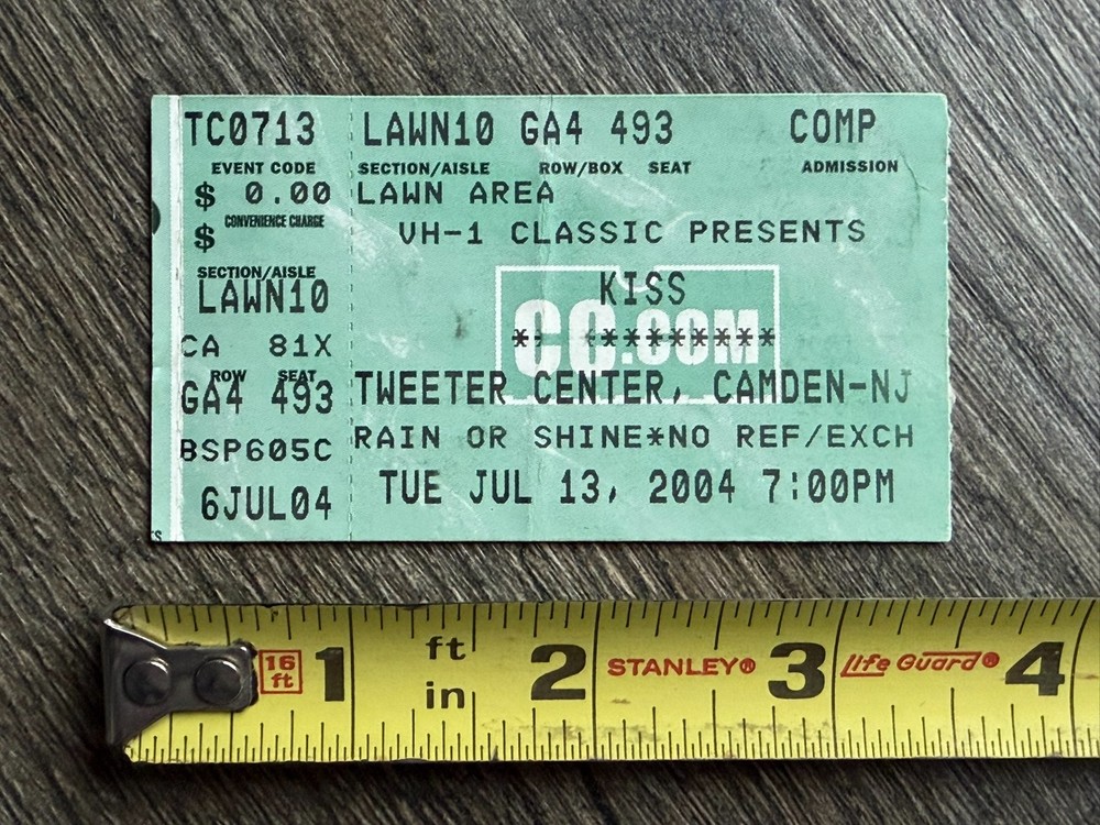 KISS Ticket Stub Rock The Nation Tour Camden NJ Jul 13 2004 Concert Vintage Kiss
