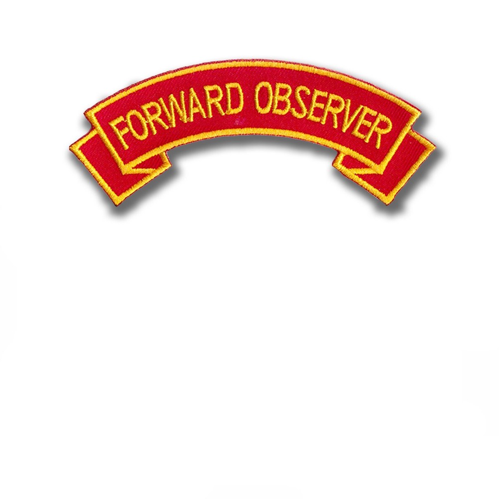 USMC Forward Observer Embroidered  Scroll - 4"  X  1  1/16" - Hook & Loop - FO