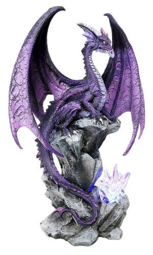 Large Hoarfrost Twilight Dragon Guarding LED Light Crystal Elements Statue