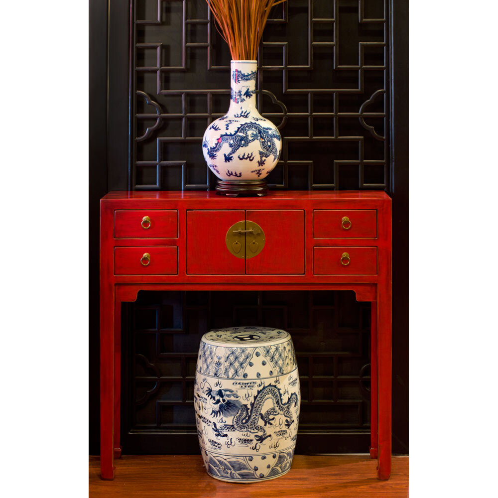 US Seller - Blue & White Porcelain Chinese Imperial Dragon Motif Garden Stool