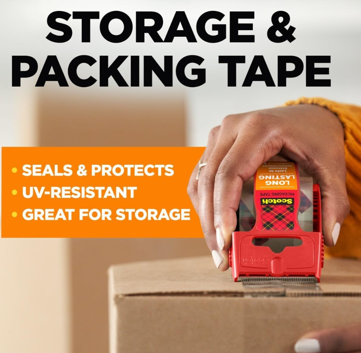 Pack of 6 - Scotch Storage Packing Tape with Dispenser, 1.88 in x 22.2 yd Rolls