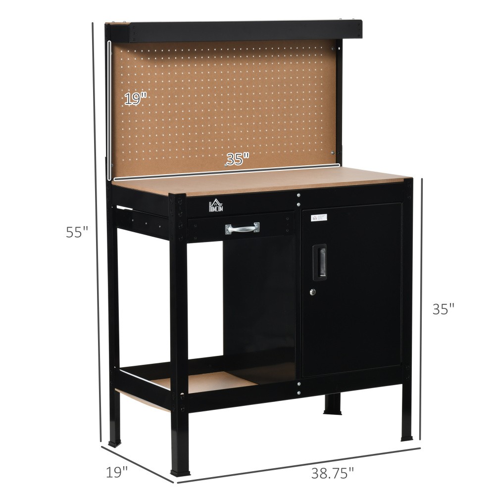 Multipurpose Workbench,Garage Studio Workshop Tool Table w/Storage Cabinet&Shelf