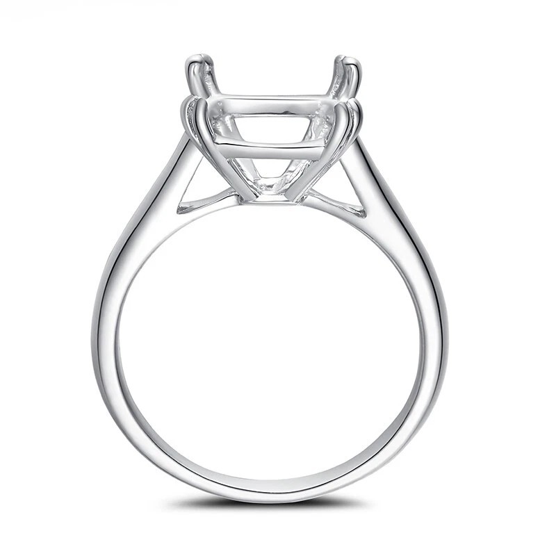 925 Sterling Silver Semi Mount Ring Setting for 9mm Square Stone Ring For Her