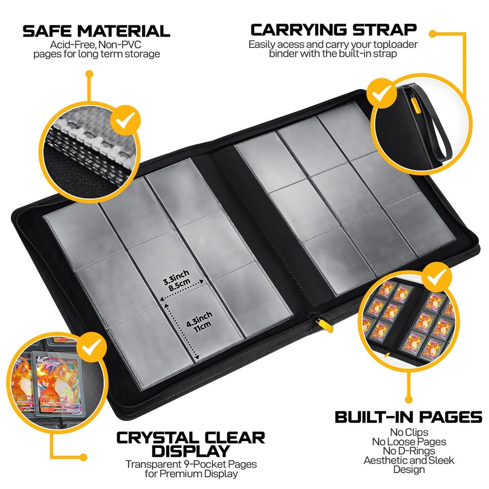 Toploader Binder for 252 Cards | 20 Included | 9-Pocket Storage Solution