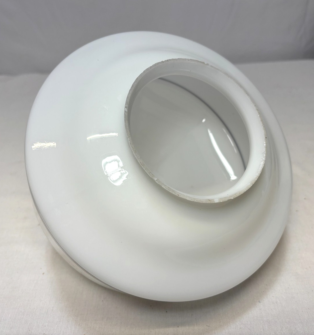 Vtg Porcelain Light Fixture Ceramic Ceiling Art Glass Shade Stripe USA #L99