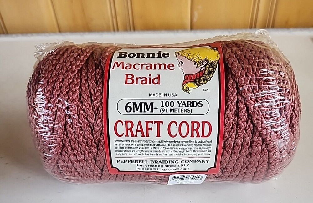 Bonnie Macrame Braid  Craft Cord 6mm 100yards Rose Colored