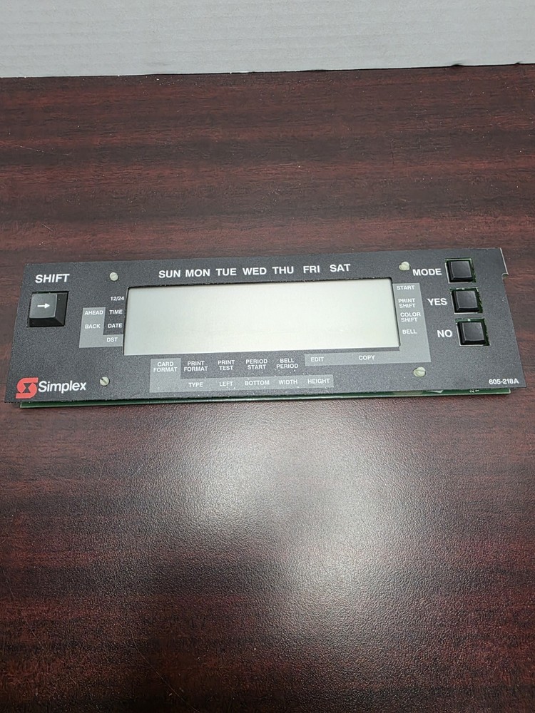 Simplex 1403-9110 Time Recorder LCD Display Screen Control Keypad PCB 605-218A