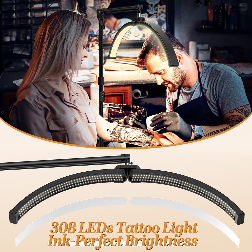 LateRep Half Moon Light, 3-Color Lash Light for Eyelash Tech, Foldable Black