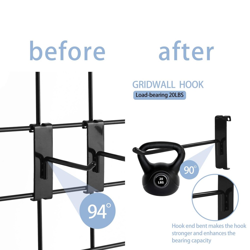 32 PCS 6 Black Gridwall Hooks, Heavy Duty Display Hook, Grid Wall Panel, Peg