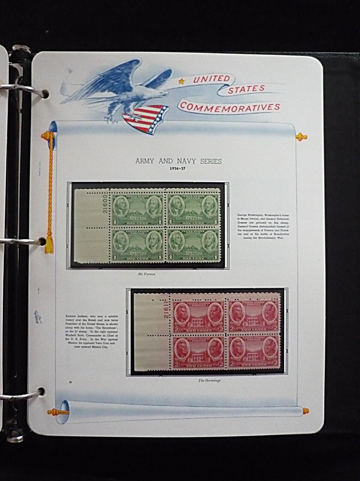 WHITE ACE COMMEMORATIVE STAMP ALBUM - 69 PLATE BLOCKS - 1932-1941 + DUST COVER