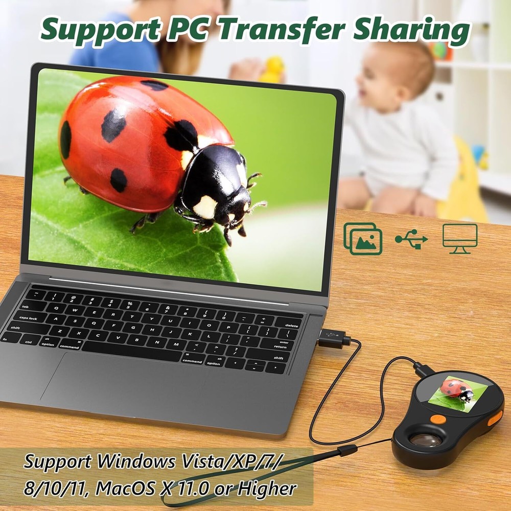 Portable Microscope with 8 LEDs 500x Mini Microscope with Optical Magnifier Gift