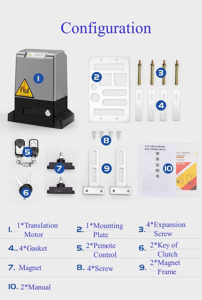 Sliding Gate Electric Opener AC Motor Automatic Gates Operator 2 Remotes Control