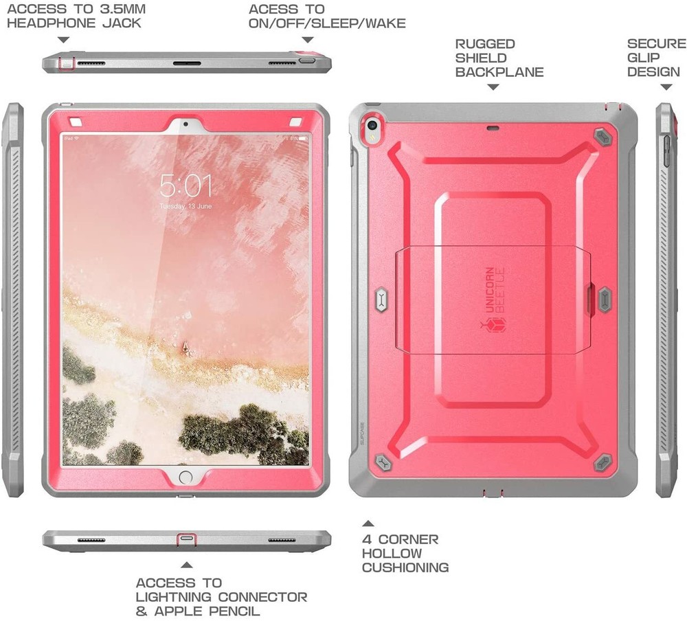 SUPCASE Stand Case for Apple iPad Pro 12.9" 2017, Precise Cutouts Rugged Cover