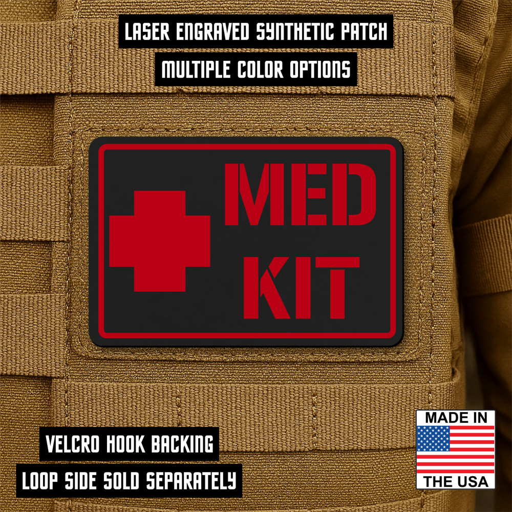 Med Kit Tactical Morale Patch 2x3 Hook & Loop IFAK or Medical Pouch ID Patch