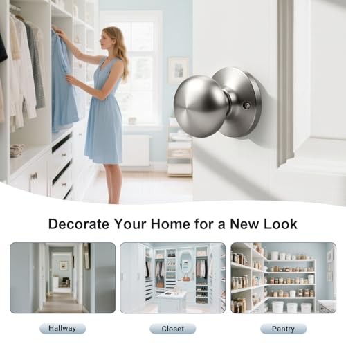 Dummy Door Knobs, Interior Single Sided Door Knob Round Dummy 2 Brushed Nickel