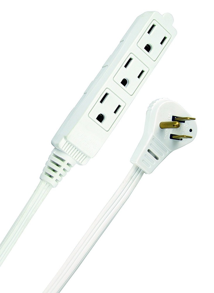 Woods Slimline 2232 Angled Flat Plug Extension Cord, Space Saving Flat Design,