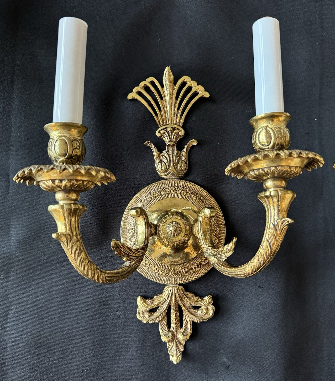 PAIR Vintage French Brass Wall Sconce Candelabras 2 Pair Available
