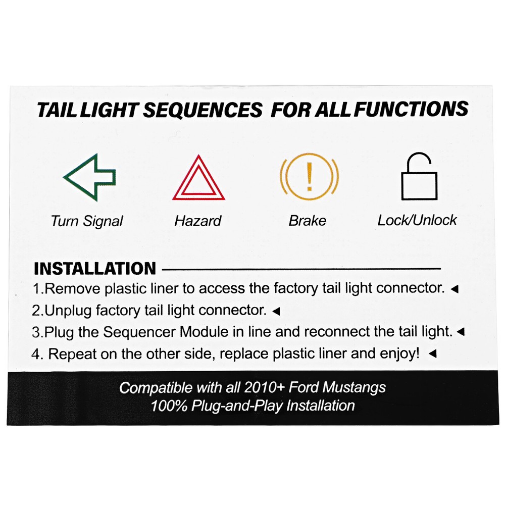 1 Pair Sequential Tail Light Relay Module Kit For Ford Mustang 2010-2021 DD3016