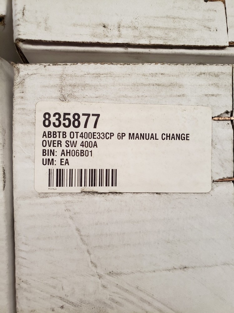NEW ABB OT400E33CP 400A, 6 pole manual change-over switch