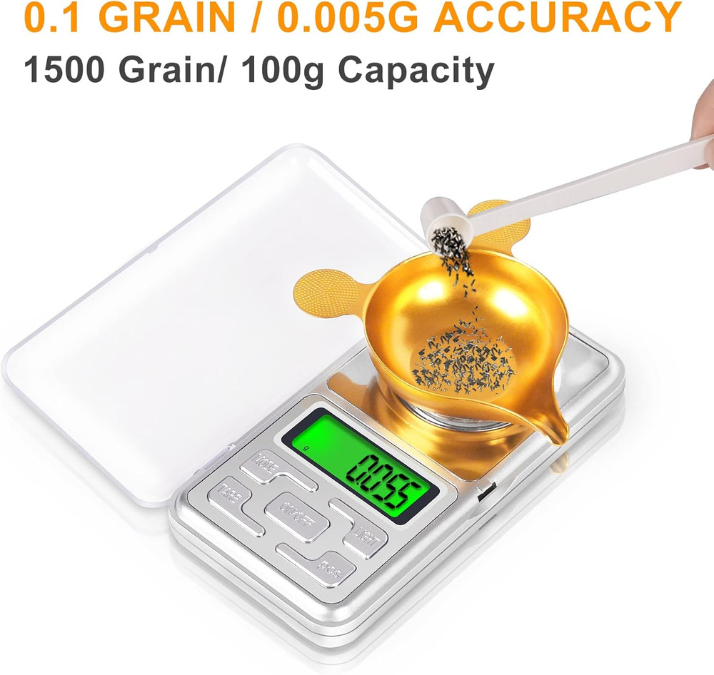 Digital Reloading Scale 1500 Grain / 0.1Gn with LCD Display for Reloading, Weigh