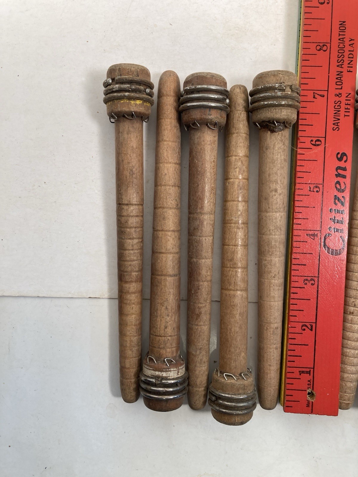 Wood Bobbins Wood Quills Vintage Factory Reclaimed Industrial 7 3/8", lot of 10