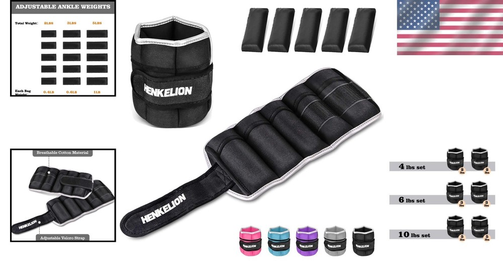 Versatile 2-10 lbs Adjustable Ankle Weights for Enhanced Workouts - 5 lbs Black