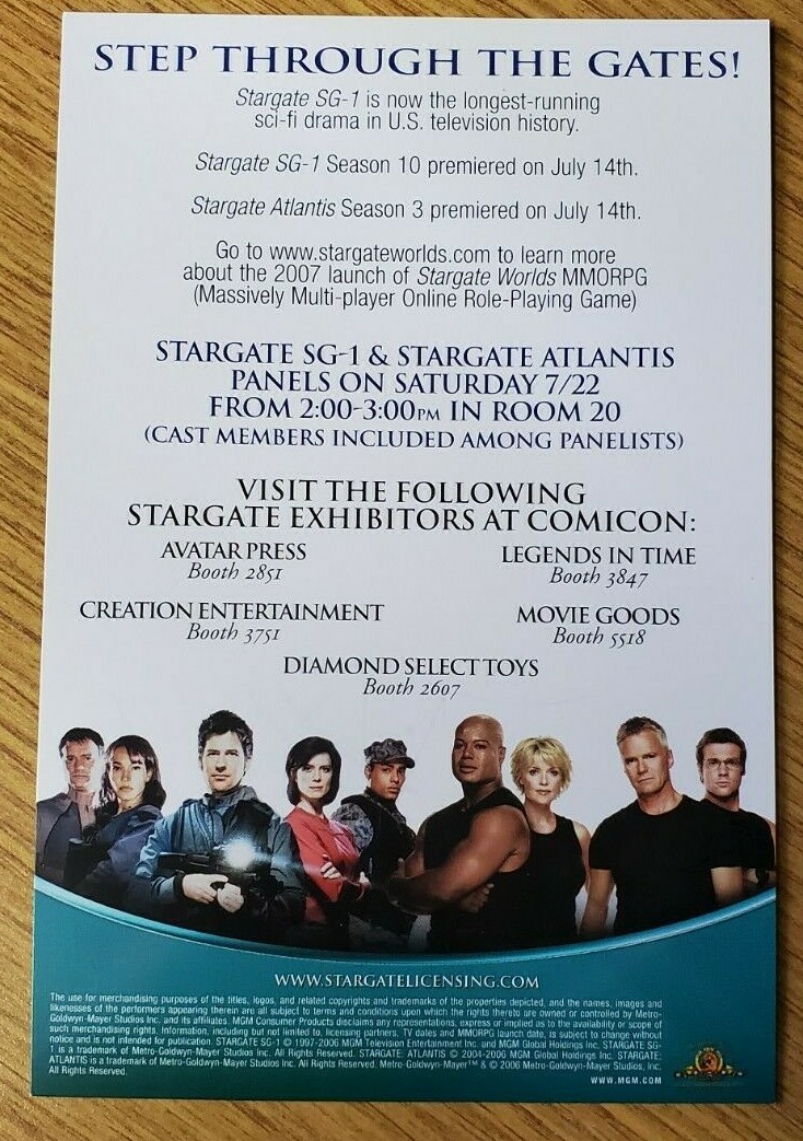 Stargate Sg-1/Stargate Atlantis Promo Card/Flyer