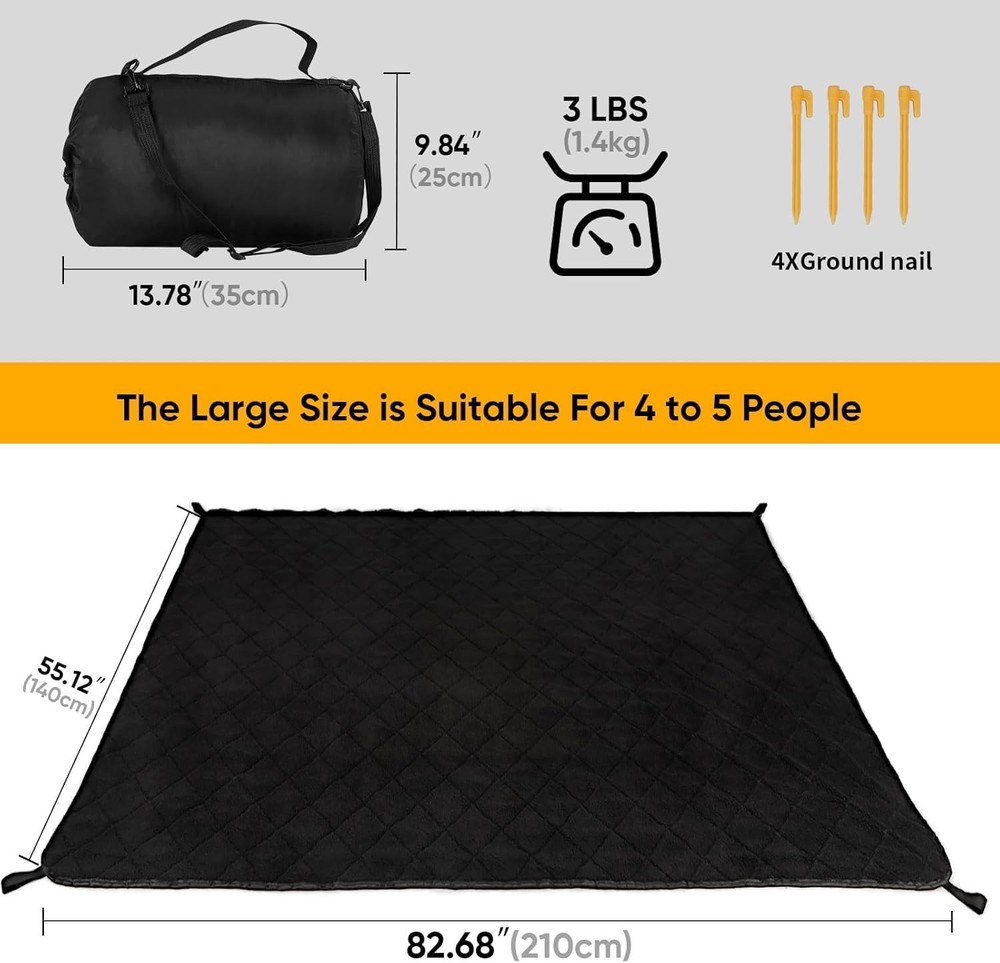 Waterproof Camping Blanket with Sherpa Lining, Large Windproof Outdoor Blanke...
