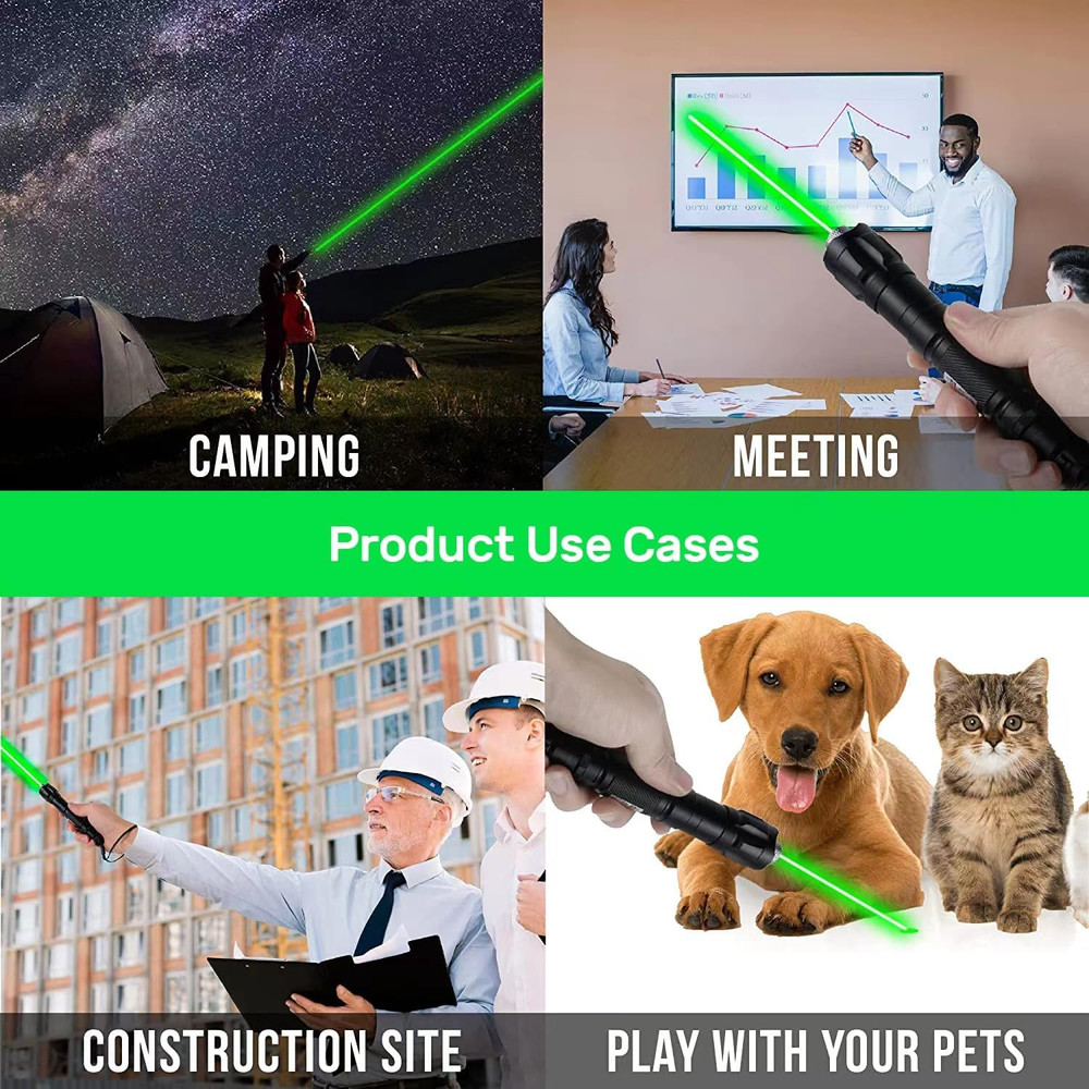 Rechargeable Green Laser Pointer - High Power, Long Range Laser with One-Touch S