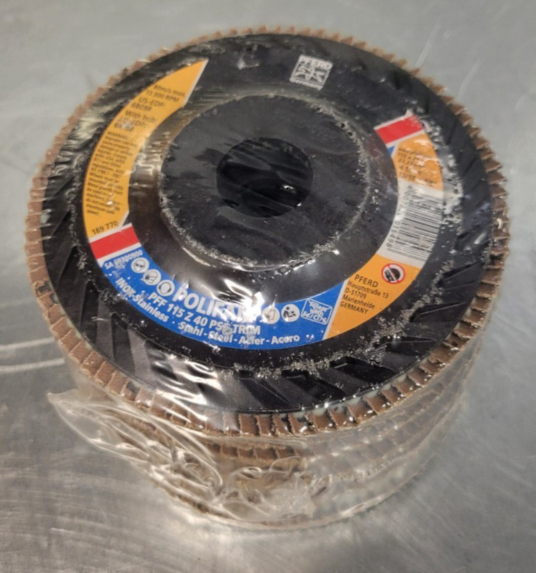 Pack of 5 PFERD *68099 4-1/2" x 7/8" Polifan Zirconia 40G PSF-Trim Flap Disk