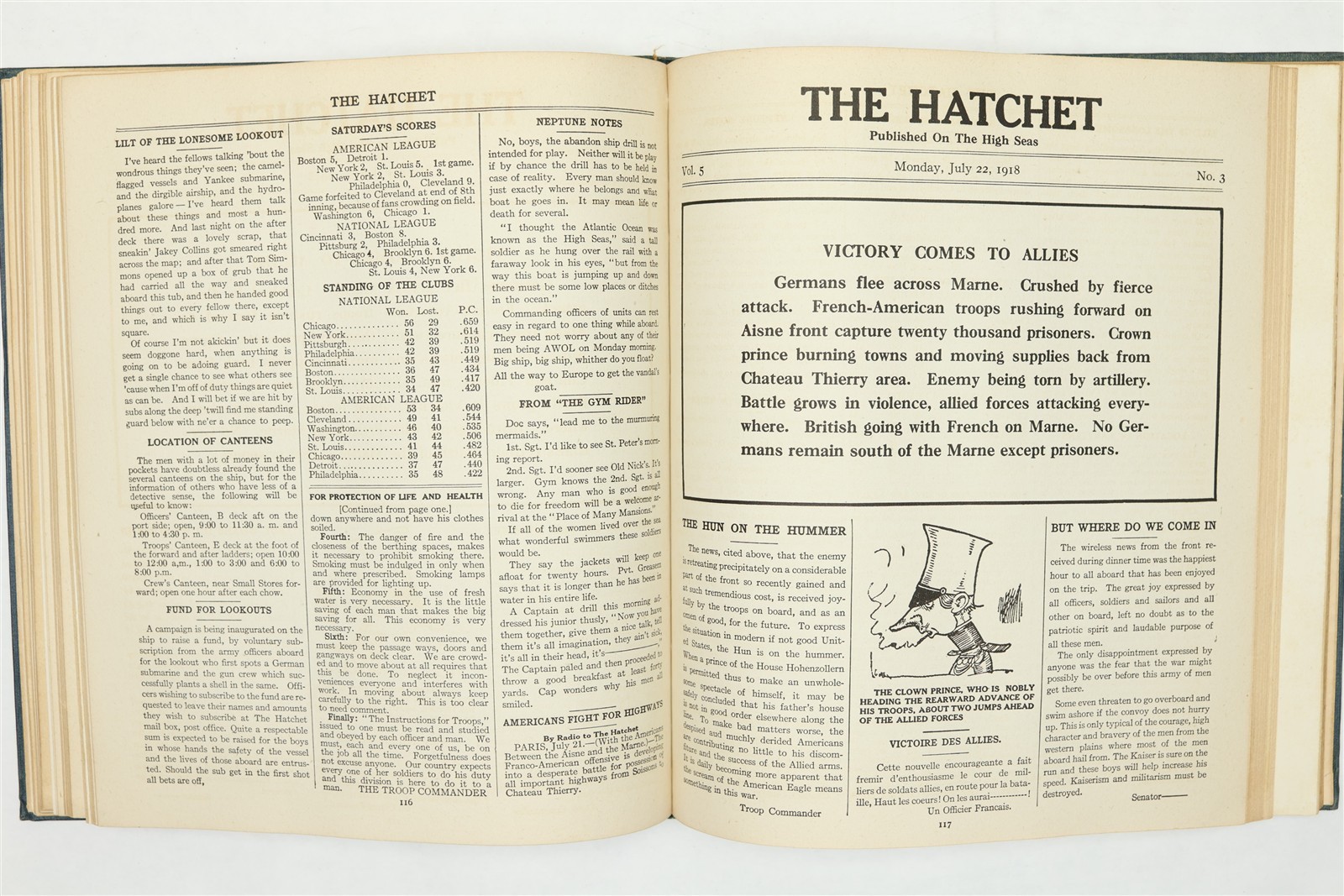 USS George Washington "The Hatchet" 1919 WWI Newsletter History Book
