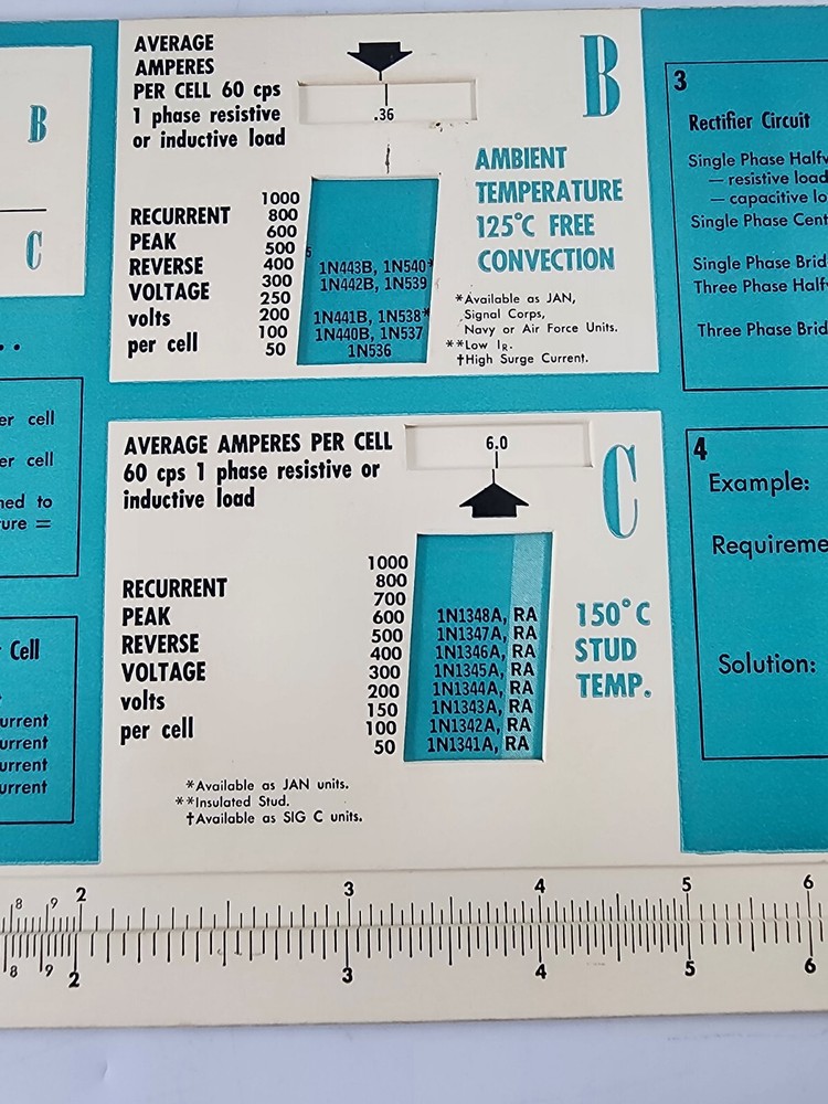 1960s General Electric GE Rectifier Selection Slide Chart