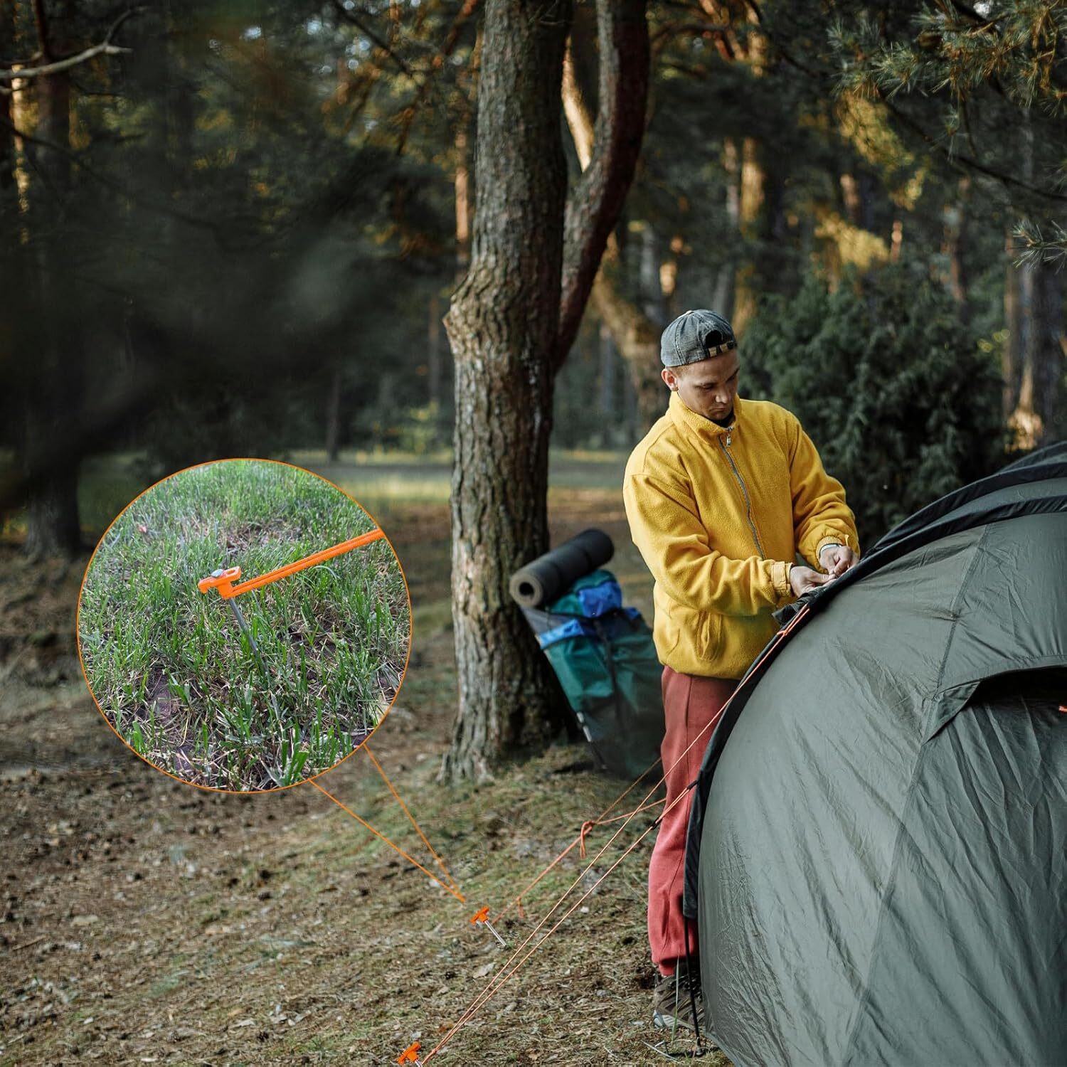 20 Pack Tent Stakes Heavy Duty, 10inch Tent Stakes Pegs, Metal Tent Spikes Groud