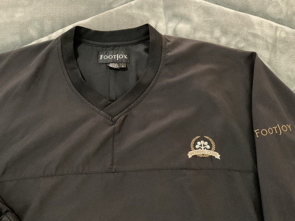 FootJoy Black Pull Over V Neck L/S Pullover Jacket Large Men's Hackberry Creek