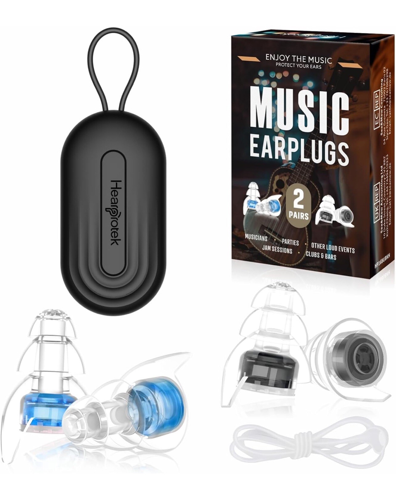 Hearprotek Concert Ear Plugs 2Pairs Reusable High Fidelity Musician Ear Plugs f