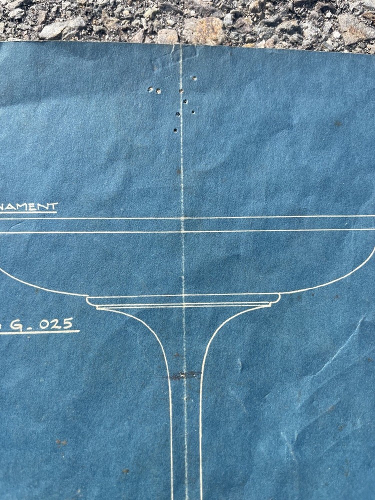 Antique Reed & Barton Co Paper Blueprint Pattern Sketch For Silver Cup Prototype