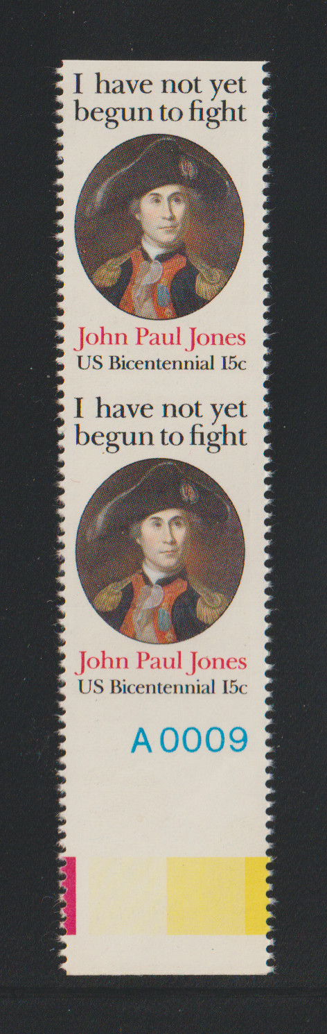 US ERROR Stamps #1789c Jones, Navy: Imperf between, plate # pair. MNH