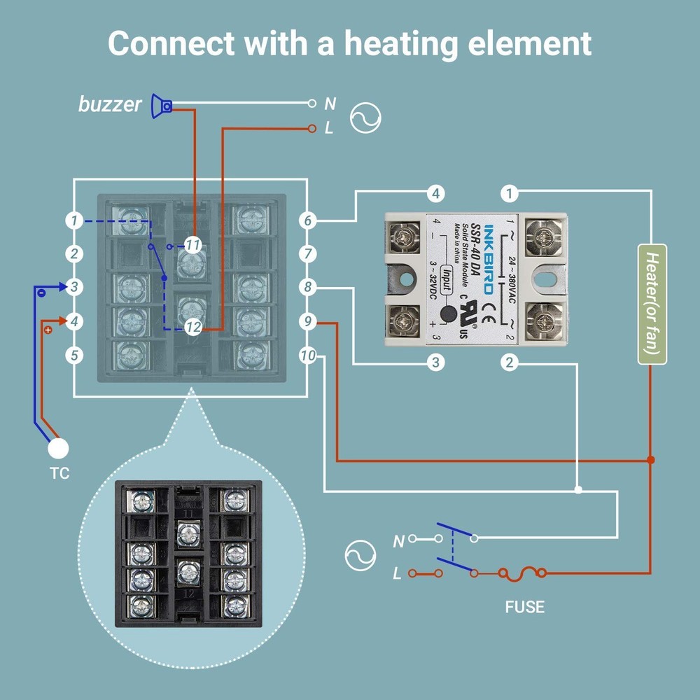 High Voltage PID Controller Kit with SSR and Thermocouple