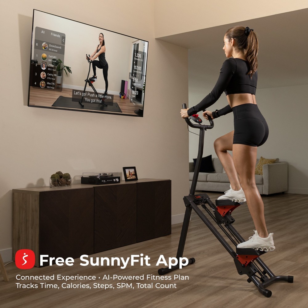 Smart Stair Stepper Climber Exercise Machine with Resistance Cords Vertical Step