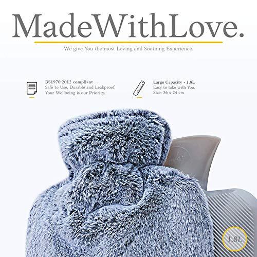 Hot Water Bottle with Soft Premium Cover 1.8L For Pain Relief,Cramps,Cozy Nights