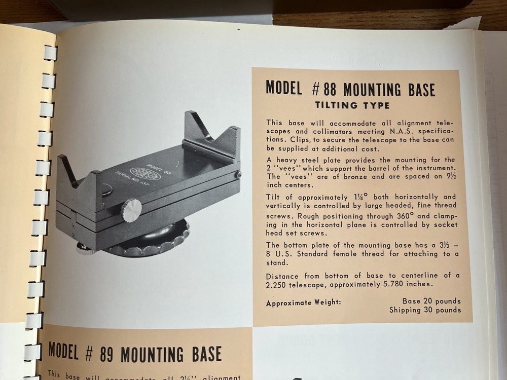 Brunson Instruments Model 88 Alignment Scope Tilt Mounting Base